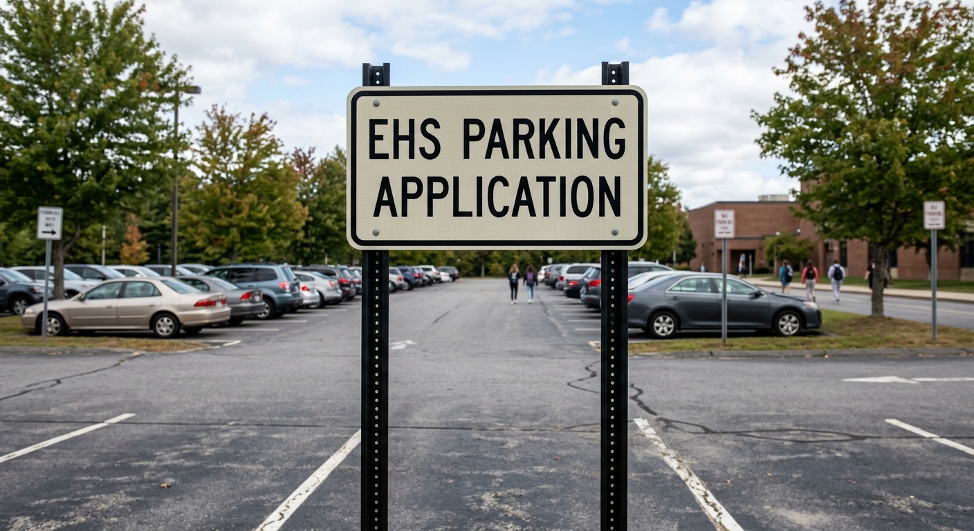 an image of a parking lot with a sign that says "EHS Parking Application" 